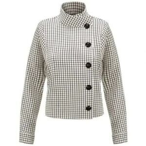Women's CABI # 3173 Windowpane Plaid Black & White Jacket XS